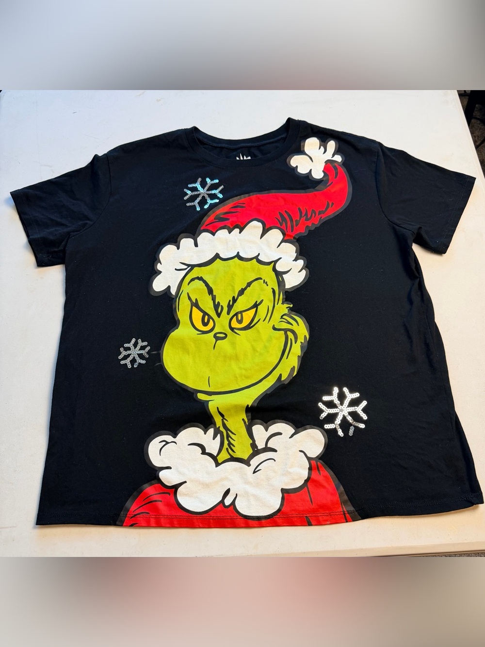 Black Short Sleeve Tee with Grinch Holiday Graphic